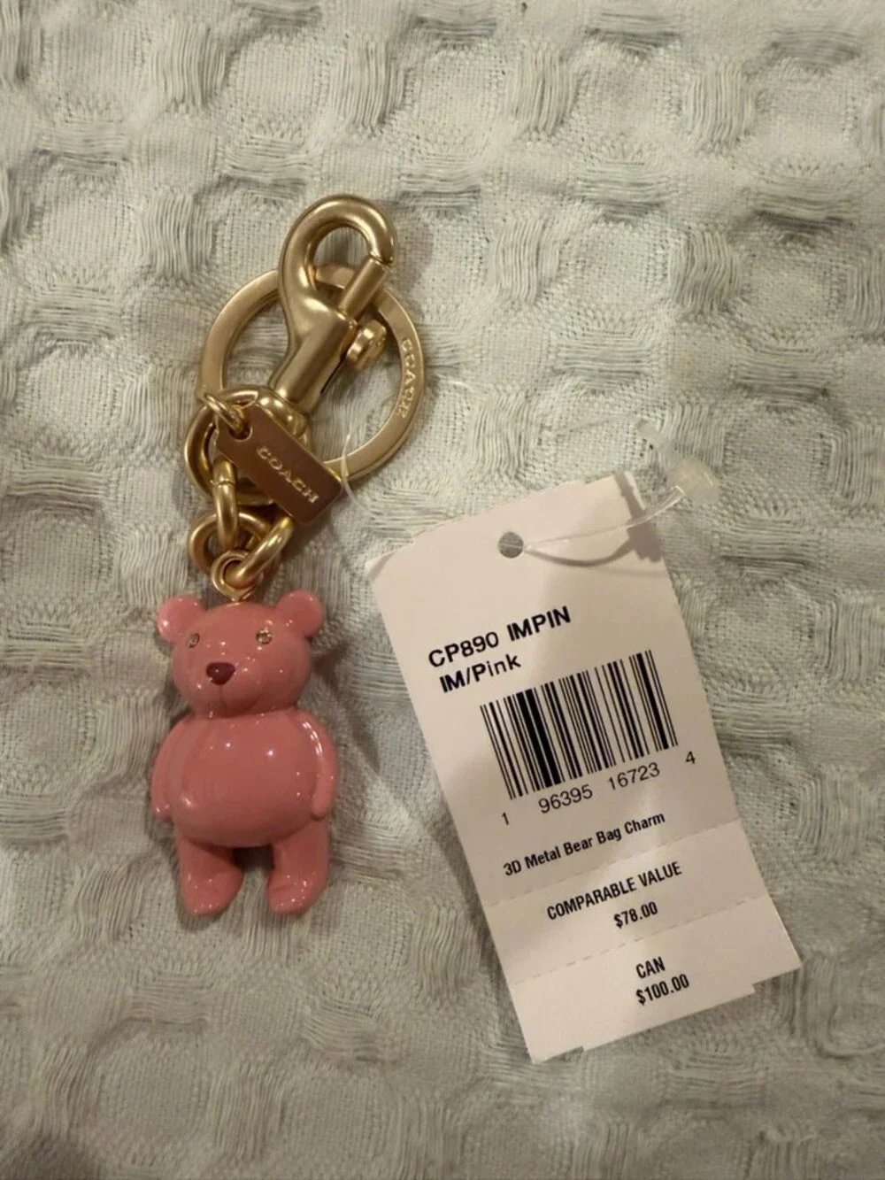 Coach Pink Bear Keychain